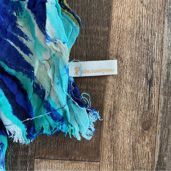 Abstract Scarf Navy, Teal, Brown, Black, and Gold - Picture 6 of 6